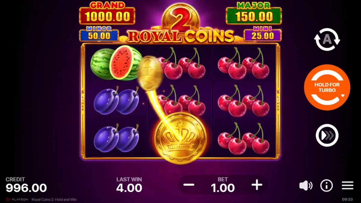 Royal Bonus Symbol sammelt Werte im Royal Coins 2 Slot von Playson